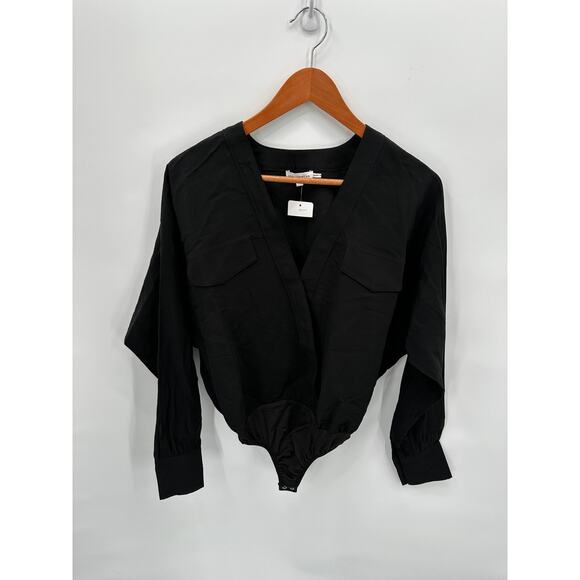 GOOD AMERICAN NWT Utility Surplice Bodysuit in Black // S - Picture 4 of 14